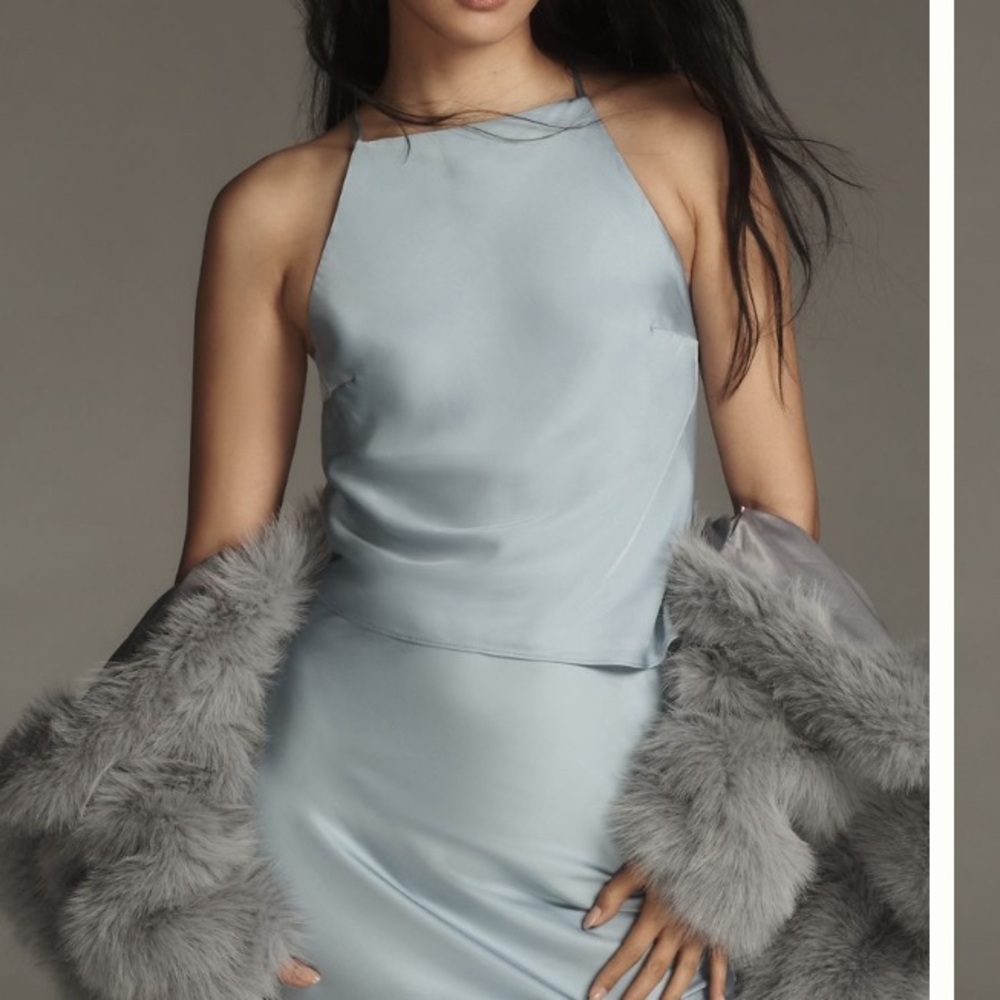 Anthropologie Slate Blue satin tank